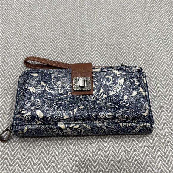 Sakroots Navy Spirit Desert Artist Blue Floral Wristlet Wallet - Picture 2 of 3